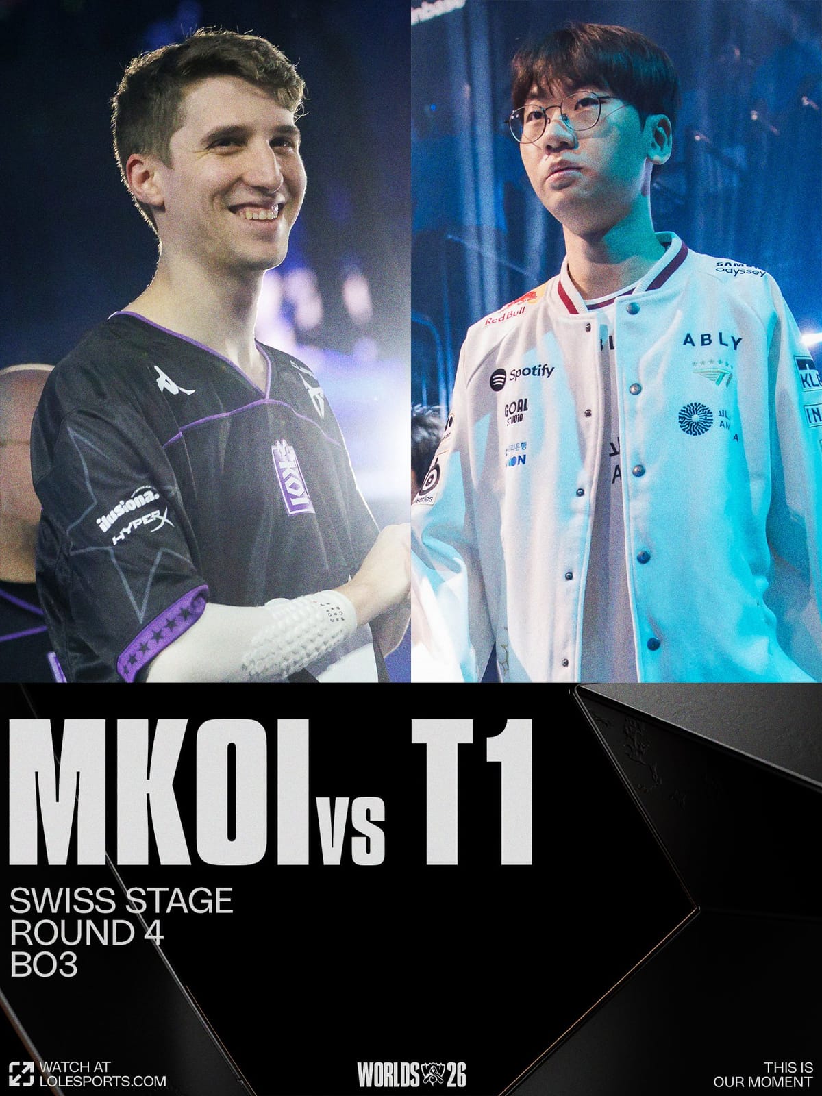 MKOI 대 T1 스위스4라운드BO3 확정을 알린 주최측 포스터